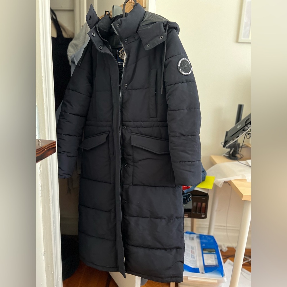 NWT XS Jet Black Everest Longline Puffer Coat